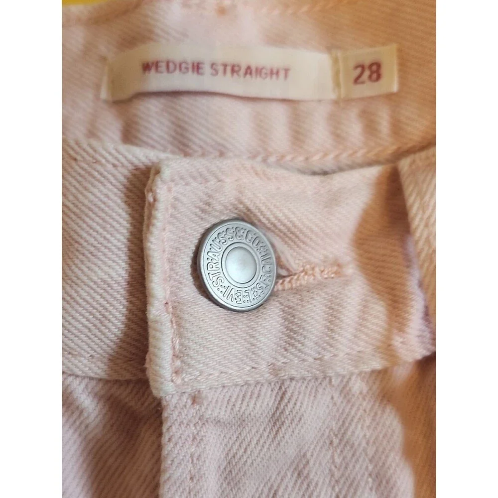 Levi's Pale Pink High Rise Wedgie Straight 100% Cotton Jeans, 28